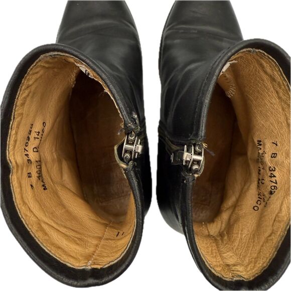 Frye Campus Zip Ankle Boots Women 7B Black Leather Round Toe Western Minimalist - Picture 6 of 10